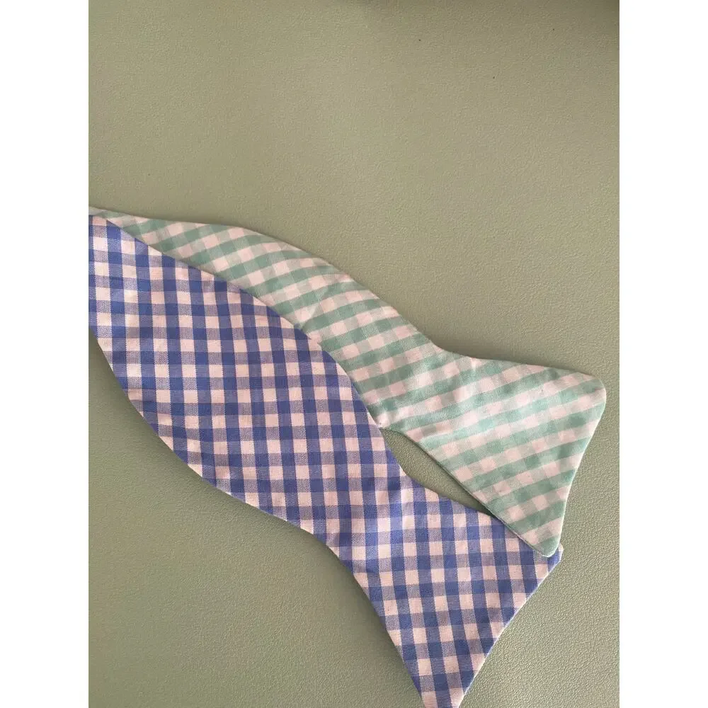 Carolina Pines Blue and Green Gingham Bowtie Made in USA